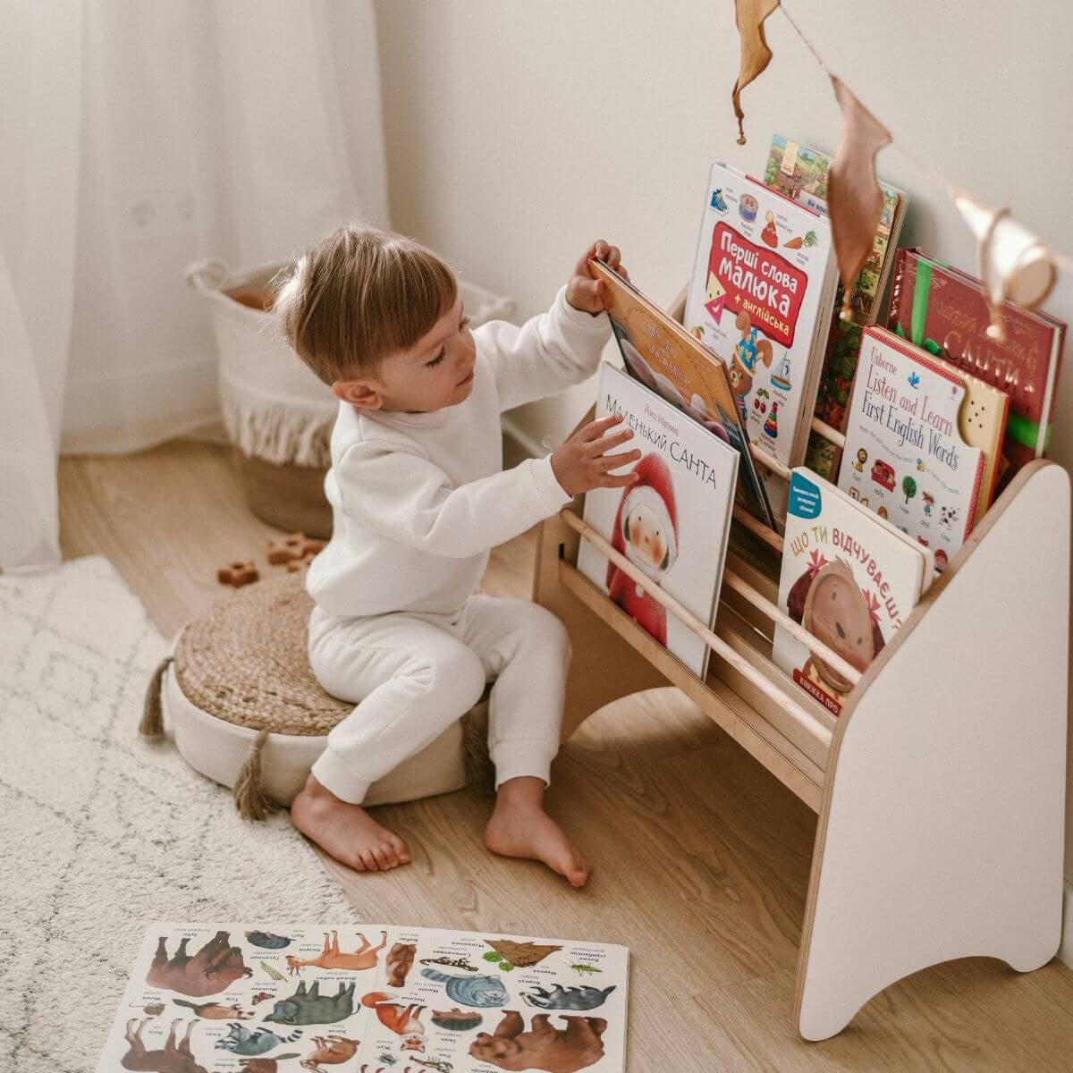 Wooden Montessori Bookshelf Natural