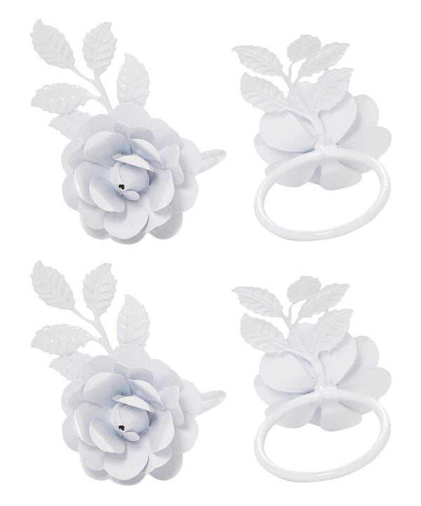Vibhsa White Rose Napkin Rings | Set of 4