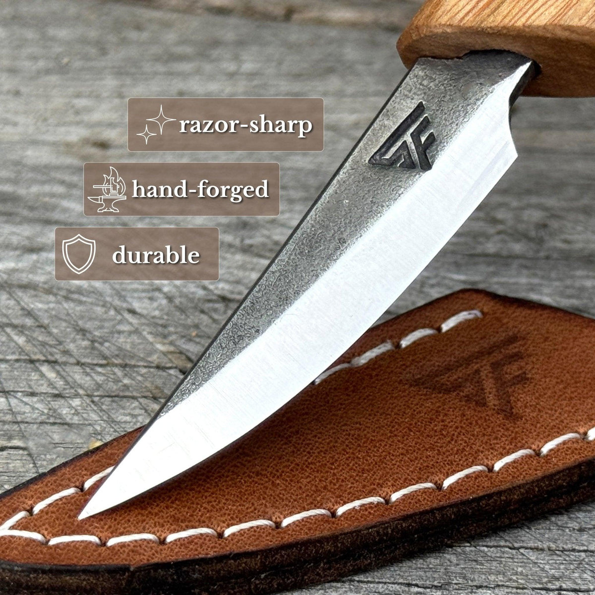 Whittling Sloyd Knife with Leather Sheath, 5.5 cm (2.16 inches)