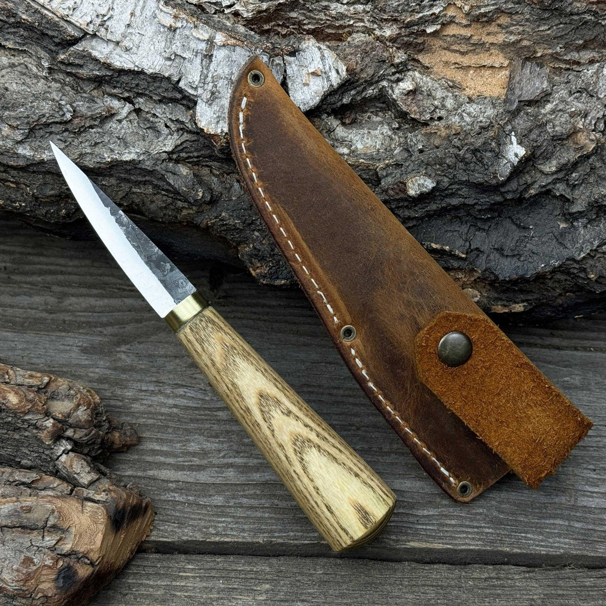 Whittling Sloyd Knife with Leather Sheath, 7.5 cm (2.95 inches)