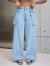 Wide Leg Jeans with Pockets - Light / L