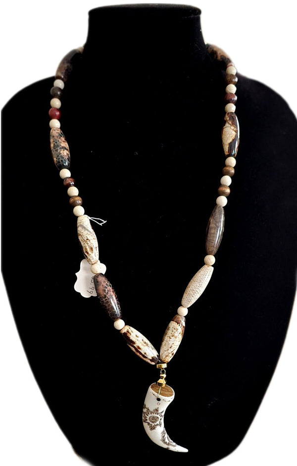 Wild Horse Jasper Horn Pendant Necklace
