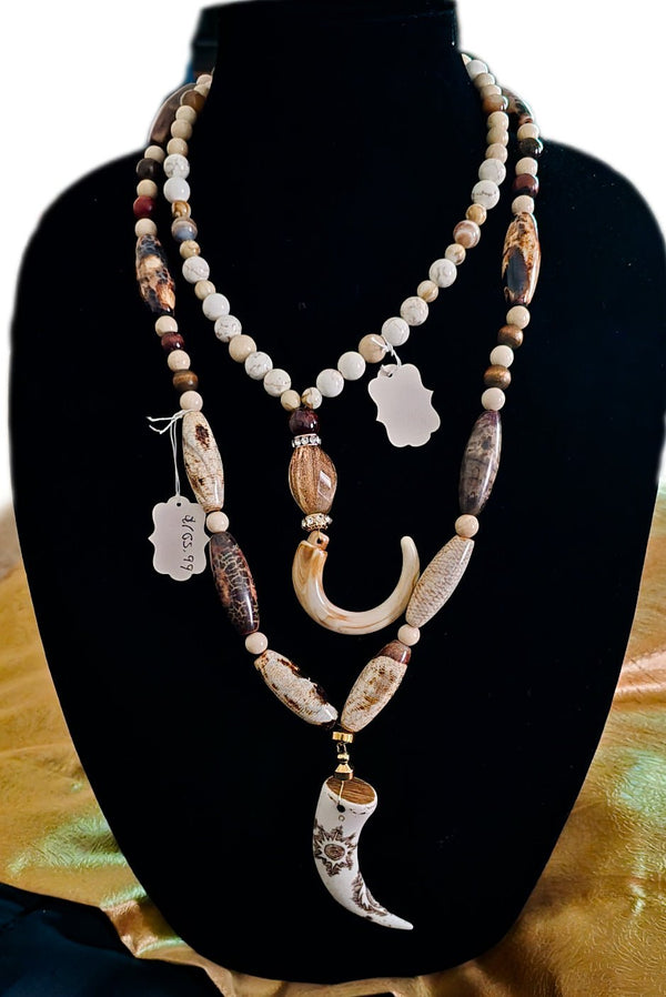 Wild Horse Jasper Horn Pendant Necklace