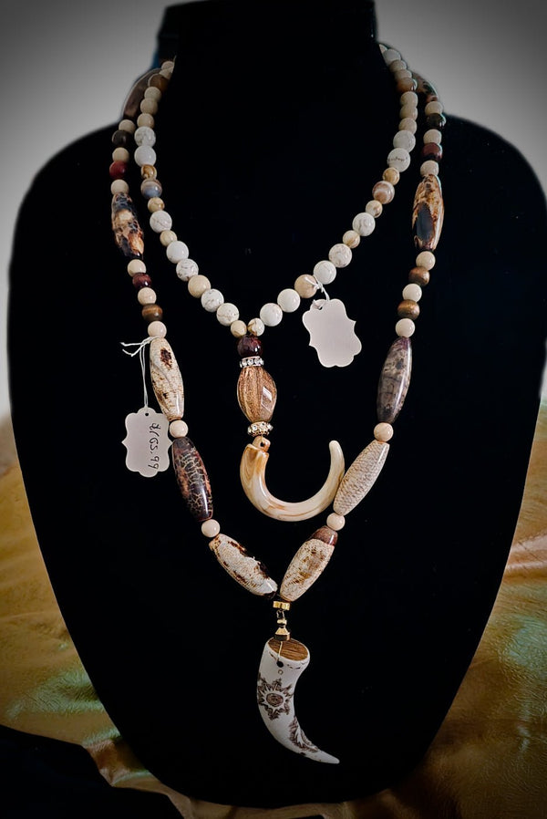 Wild Horse Jasper Horn Pendant Necklace