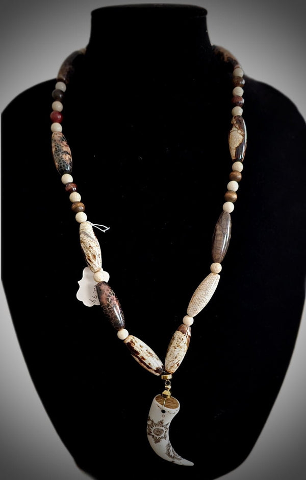 Wild Horse Jasper Horn Pendant Necklace