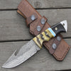 Wilderness Master Gut Hook Knife with Ram Horn and Turquoise Handle