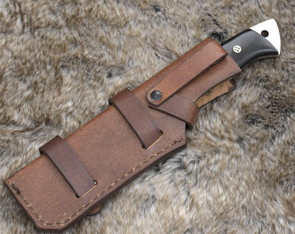 Wilderness Master Gut Hook Knife with Ram Horn and Turquoise Handle