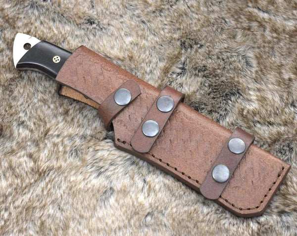 Wilderness Master Gut Hook Knife with Ram Horn and Turquoise Handle - Gifts for You 'n Me