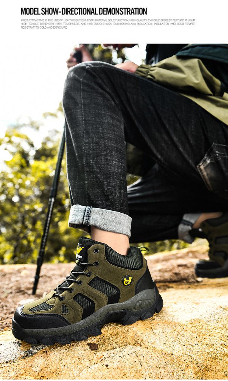 Winter Ankle Boots Mens Snow Warm Fur Leather Hiking Boots Outdoor Hunting Men's Work Warm Hiking Boots High Top Winter Outdoor Walking Lace Up Anti-Slip Breathable Ankle Booties For Mens