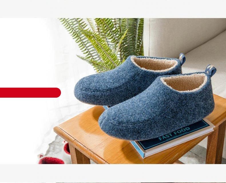 Winter Autumn New Stylish Home Mens Warm Shoes Thick Sole Bedroom Non Slip Wrapped Heel Slippers Women Felt Shoes Slip-On Knit Slippers Memory Foam Slippers