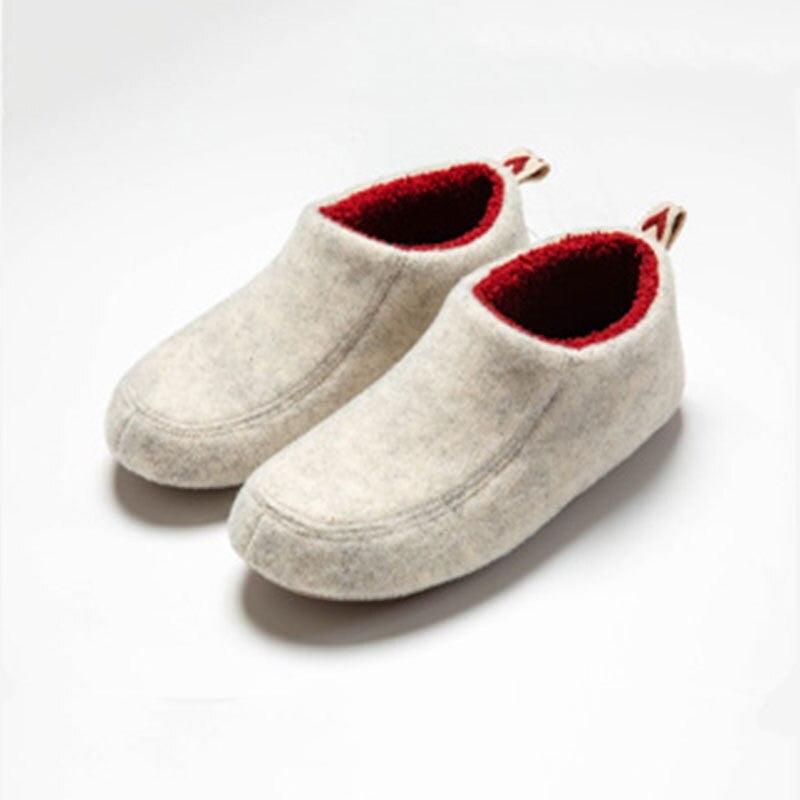 Winter Autumn New Stylish Home Mens Warm Shoes Thick Sole Bedroom Non Slip Wrapped Heel Slippers Women Felt Shoes Slip-On Knit Slippers Memory Foam Slippers