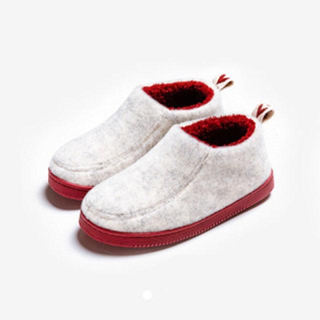 Winter Autumn New Stylish Home Mens Warm Shoes Thick Sole Bedroom Non Slip Wrapped Heel Slippers Women Felt Shoes Slip-On Knit Slippers Memory Foam Slippers