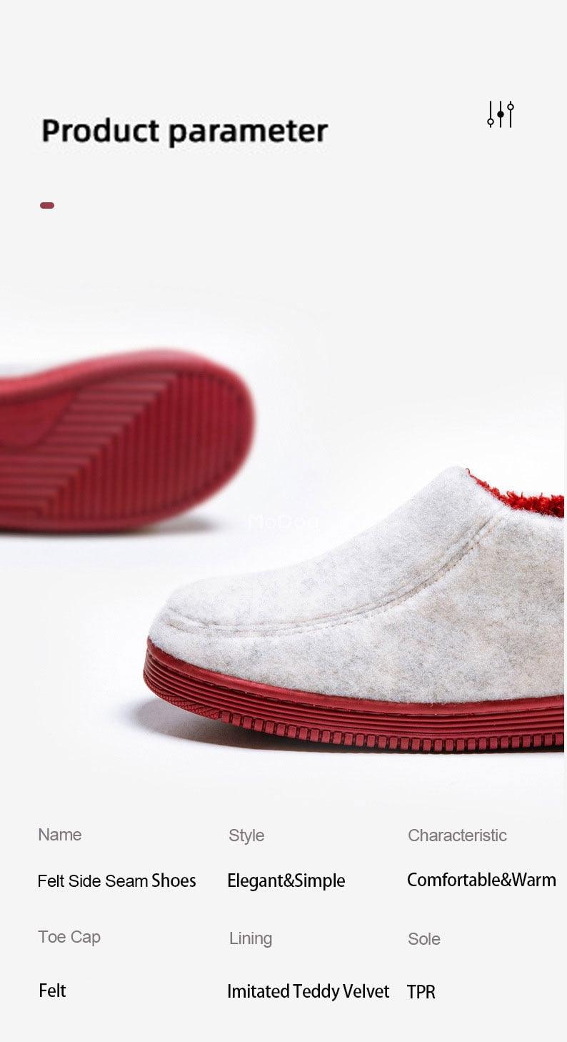 Winter Autumn New Stylish Home Mens Warm Shoes Thick Sole Bedroom Non Slip Wrapped Heel Slippers Women Felt Shoes Slip-On Knit Slippers Memory Foam Slippers