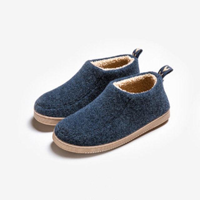 Winter Autumn New Stylish Home Mens Warm Shoes Thick Sole Bedroom Non Slip Wrapped Heel Slippers Women Felt Shoes Slip-On Knit Slippers Memory Foam Slippers