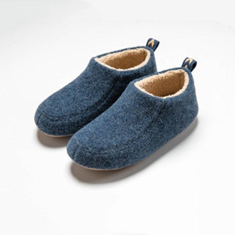 Winter Autumn New Stylish Home Mens Warm Shoes Thick Sole Bedroom Non Slip Wrapped Heel Slippers Women Felt Shoes Slip-On Knit Slippers Memory Foam Slippers