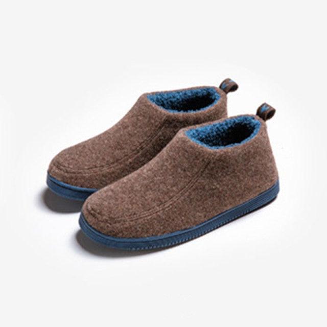Winter Autumn New Stylish Home Mens Warm Shoes Thick Sole Bedroom Non Slip Wrapped Heel Slippers Women Felt Shoes Slip-On Knit Slippers Memory Foam Slippers
