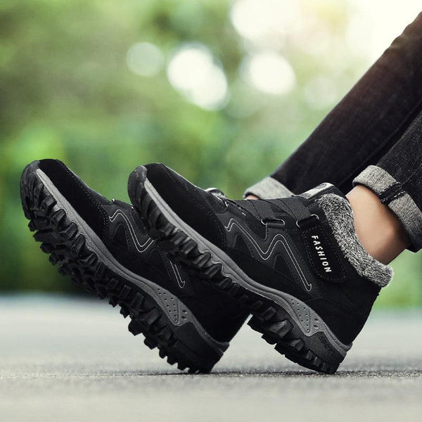 Winter Boots With Fur Warm Leather Snow Boots Mens Winter Work Casual Shoes High Top Rubber Ankle Boots Keep Warm Anti-Slip Soft Sole Warm Fur Lined Winter Ankle Booties