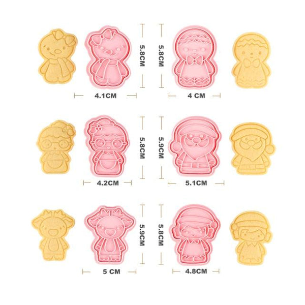 Winter Cartoon Biscuit Mould Christmas Cookie Cutters Christmas Molds ABS Plastic Baking Mould Cookie Tools Cake Decorating Tools Cartoon Cookie Christmas Tree Shaped Biscuit Molds