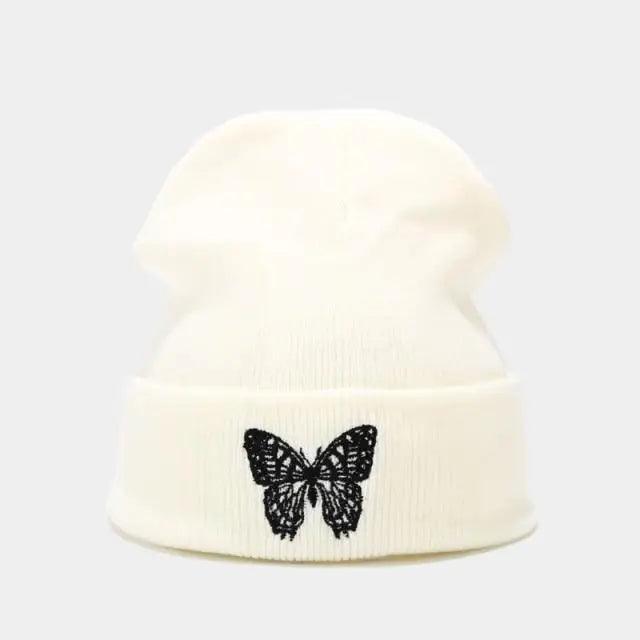 Winter Comfortable Butterfly Warm Caps Soft Elastic Outdoor Elegant Cap For Women And Men Stretchy Cold Weather Caps