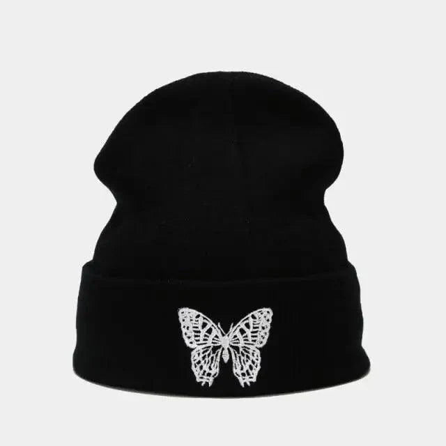 Winter Comfortable Butterfly Warm Caps Soft Elastic Outdoor Elegant Cap For Women And Men Stretchy Cold Weather Caps