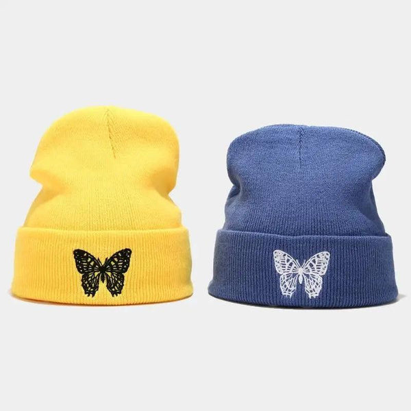 Winter Comfortable Butterfly Warm Caps Soft Elastic Outdoor Elegant Cap For Women And Men Stretchy Cold Weather Caps