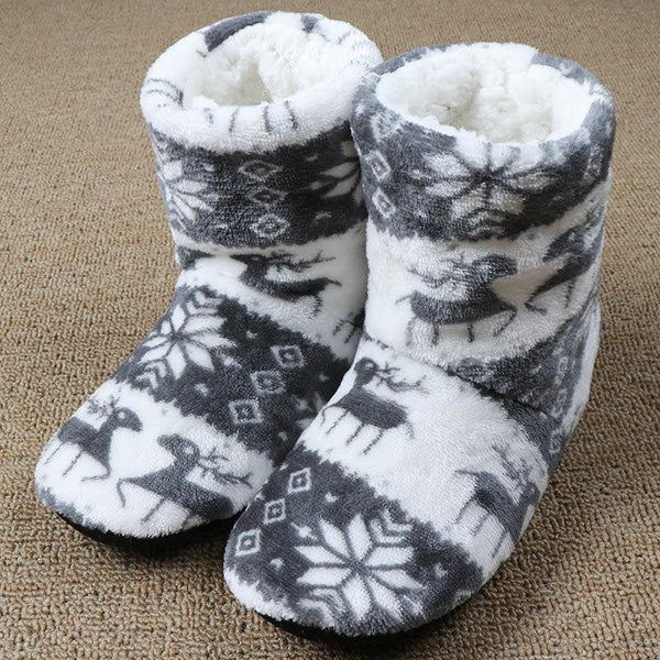 Winter Fur Slippers Women Warm House Slippers Plush Flip Flops Christmas Cotton Indoor Home Shoes Comfort Warm Fluffy Faux Fur Slipper Boots Soft Memory Foam Ankle Booties
