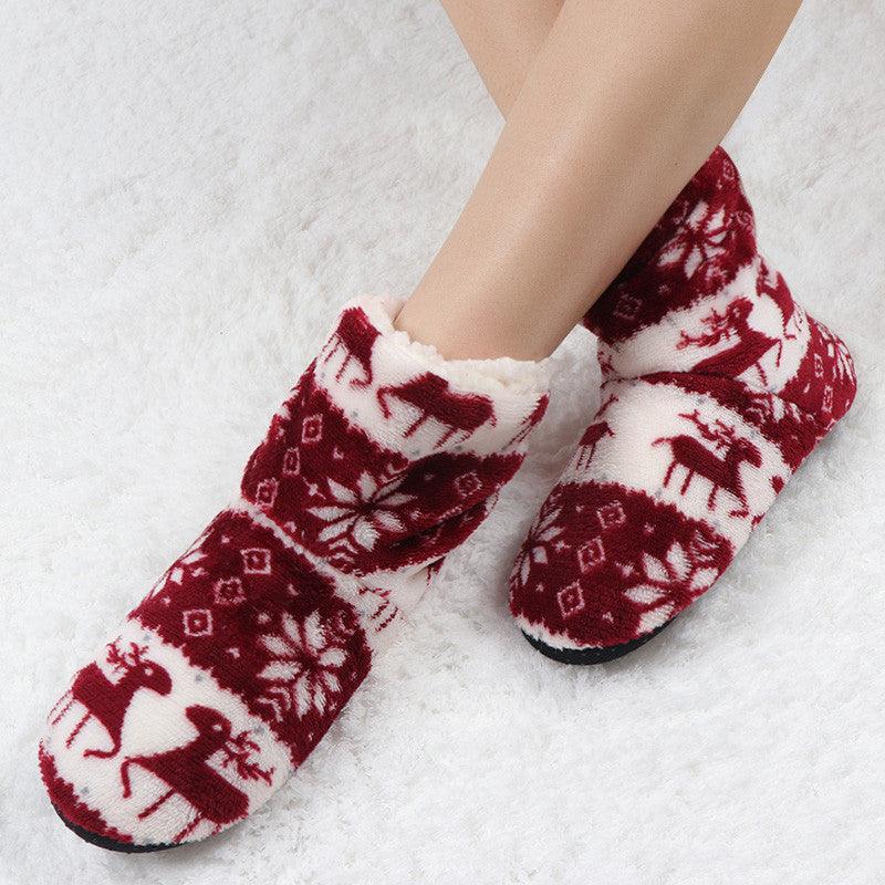 Winter Fur Slippers Women Warm House Slippers Plush Flip Flops Christmas Cotton Indoor Home Shoes Comfort Warm Fluffy Faux Fur Slipper Boots Soft Memory Foam Ankle Booties