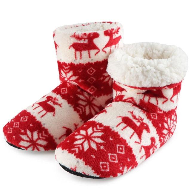 Winter Fur Slippers Women Warm House Slippers Plush Flip Flops Christmas Cotton Indoor Home Shoes Comfort Warm Fluffy Faux Fur Slipper Boots Soft Memory Foam Ankle Booties