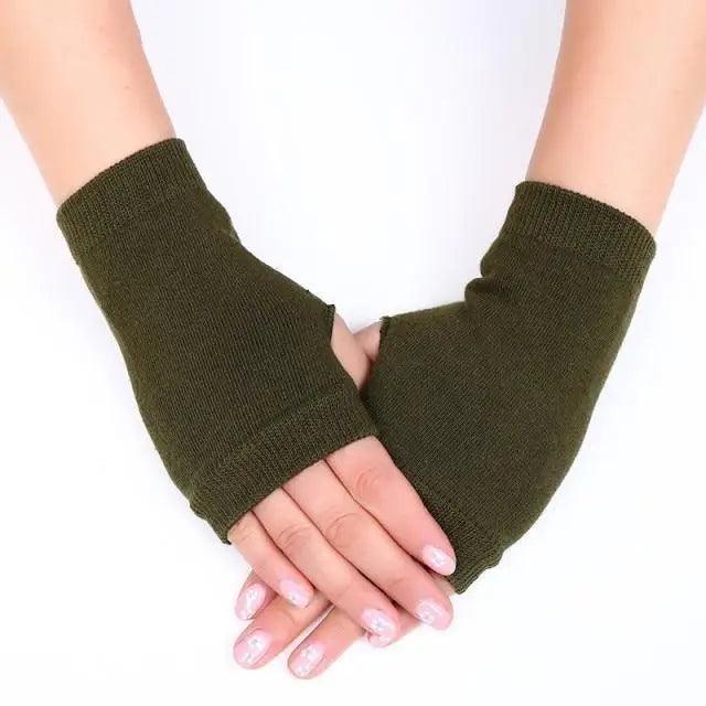Winter Gloves Female Fingerless Gloves Without Fingers Women Warm Winter Gloves Hand Wrist Warmer For Women Winter Cute Solid Color Half Knitted Wool Gloves