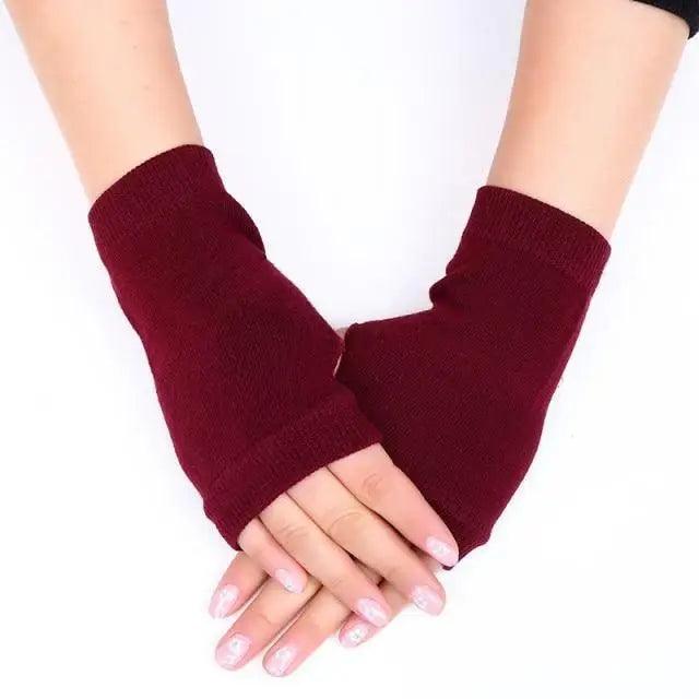 Winter Gloves Female Fingerless Gloves Without Fingers Women Warm Winter Gloves Hand Wrist Warmer For Women Winter Cute Solid Color Half Knitted Wool Gloves