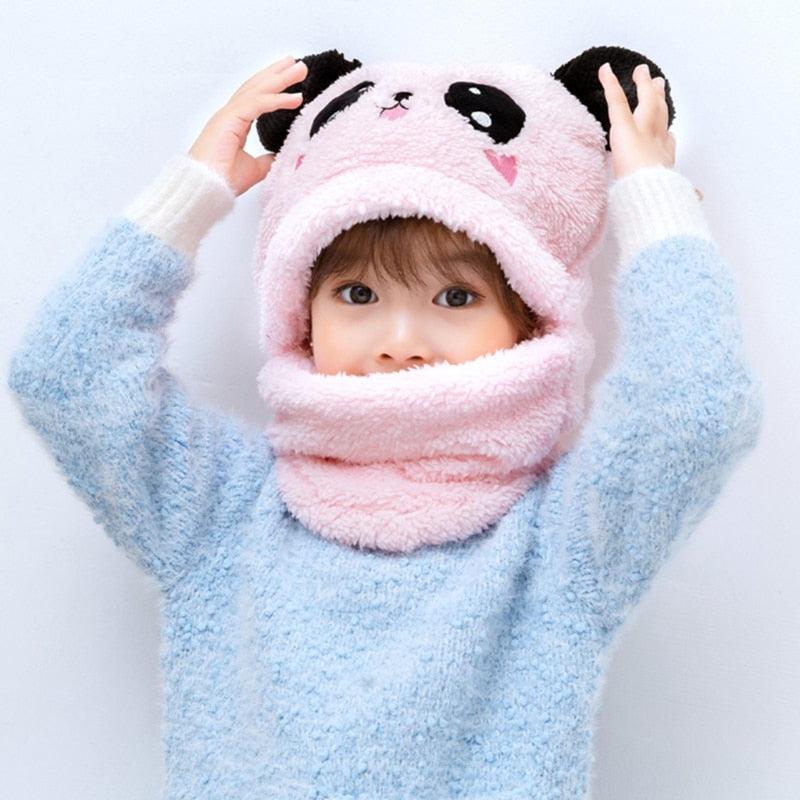 Winter Hat Warm Winter Fashion Adult Kids Winter Fuzzy Plush Balaclava Hat Cartoon Panda Rabbit Windproof Full Cover Earflap Hood Cap Neck Warmer Scarf Fleece Balaclava Hood Ski Mask Cold Weather Face Mask Neck Warmer Winter Nose Warmer