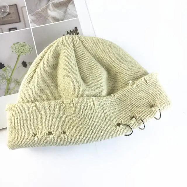 Winter Hat Women Knitted Fashion Warm Thick Hat Autumn Hip Hop Hole Beanies Unisex Basic Cap For Both Men Women Knitted Beanies Fashion Warm Hat