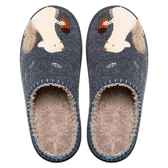 Winter House Women Fur Slippers Soft Memory Foam Sole Cute Fox Bear Bedroom Fluffy Slippers Couples Plush Shoes Comfortable Closed Toe House Slippers Shoes Anti slip Sandals Lightweight Winter Indoor Cartoon Slippers