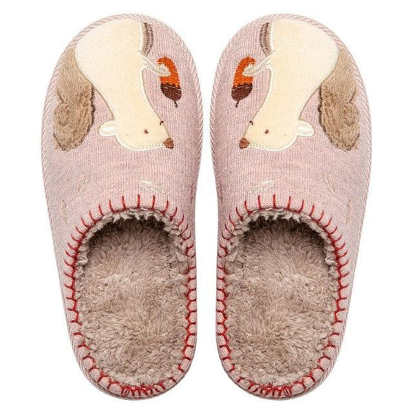 Winter House Women Fur Slippers Soft Memory Foam Sole Cute Fox Bear Bedroom Fluffy Slippers Couples Plush Shoes Comfortable Closed Toe House Slippers Shoes Anti slip Sandals Lightweight Winter Indoor Cartoon Slippers