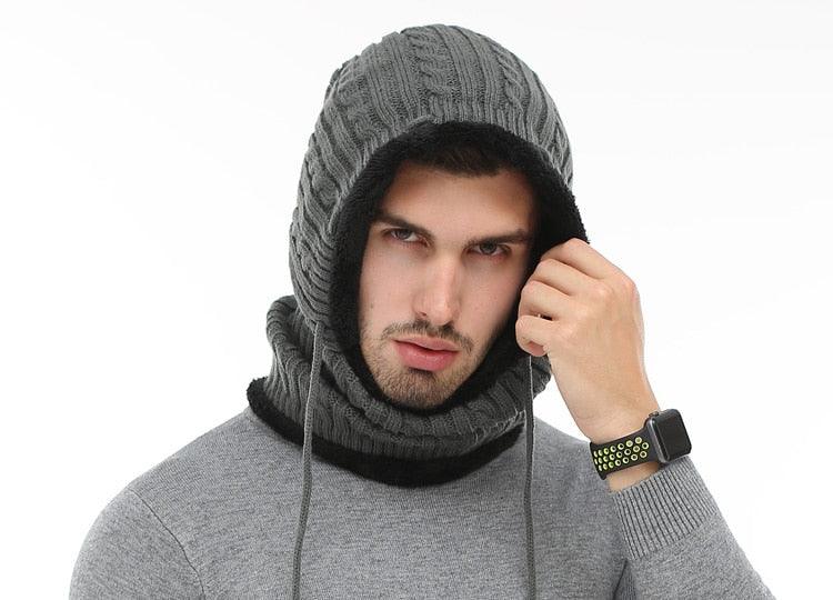 Winter Knitted Hat Beanie Men Beany Skellies Beanies Winter Hats For Women Men Caps Gorgas Bonnet Mask Brand Hats Hooded Cowl Neckerchief with Drawstring Soft Balaclava Pullover Knitted Beanie for Adults Men Women Ski Caps