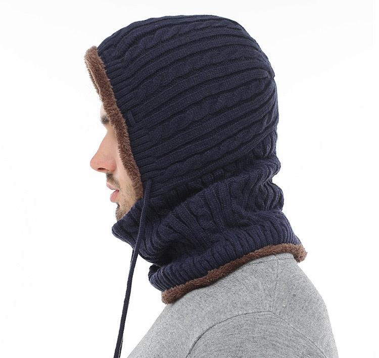 Winter Knitted Hat Beanie Men Beany Skellies Beanies Winter Hats For Women Men Caps Gorgas Bonnet Mask Brand Hats Hooded Cowl Neckerchief with Drawstring Soft Balaclava Pullover Knitted Beanie for Adults Men Women Ski Caps