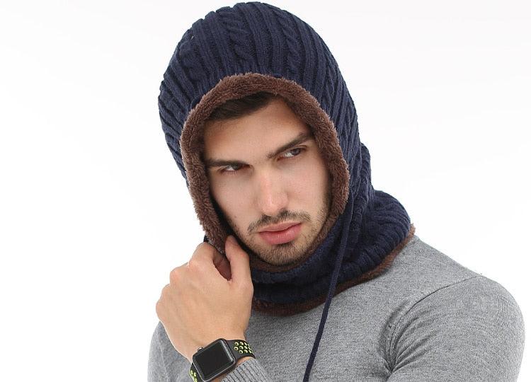 Winter Knitted Hat Beanie Men Beany Skellies Beanies Winter Hats For Women Men Caps Gorgas Bonnet Mask Brand Hats Hooded Cowl Neckerchief with Drawstring Soft Balaclava Pullover Knitted Beanie for Adults Men Women Ski Caps