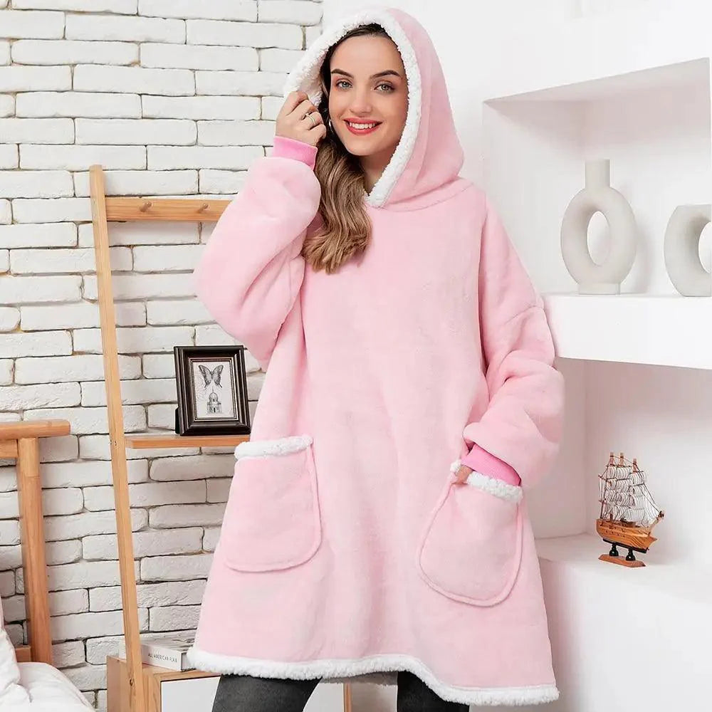 Winter Oversized Wearable Blanket Women Hoodies Sweatshirt TV Blanket With Sleeves Pullover Warm Soft Unisex Hoody Comfortable Sweatshirts For Autumn