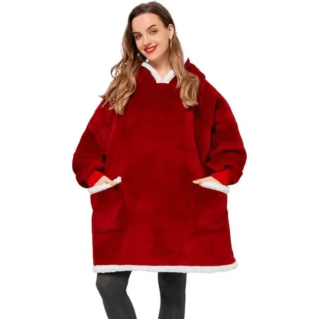 Winter Oversized Wearable Blanket Women Hoodies Sweatshirt TV Blanket With Sleeves Pullover Warm Soft Unisex Hoody Comfortable Sweatshirts For Autumn