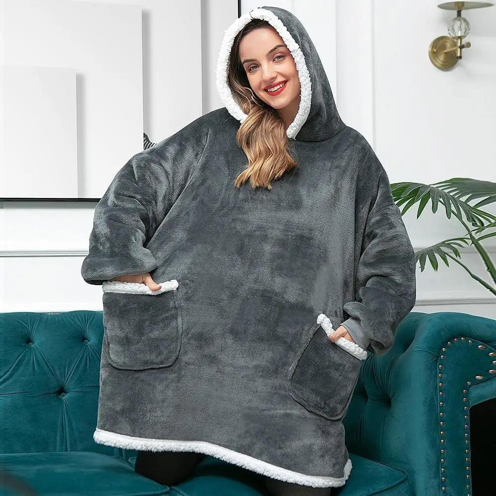 Winter Oversized Wearable Blanket Women Hoodies Sweatshirt TV Blanket With Sleeves Pullover Warm Soft Unisex Hoody Comfortable Sweatshirts For Autumn