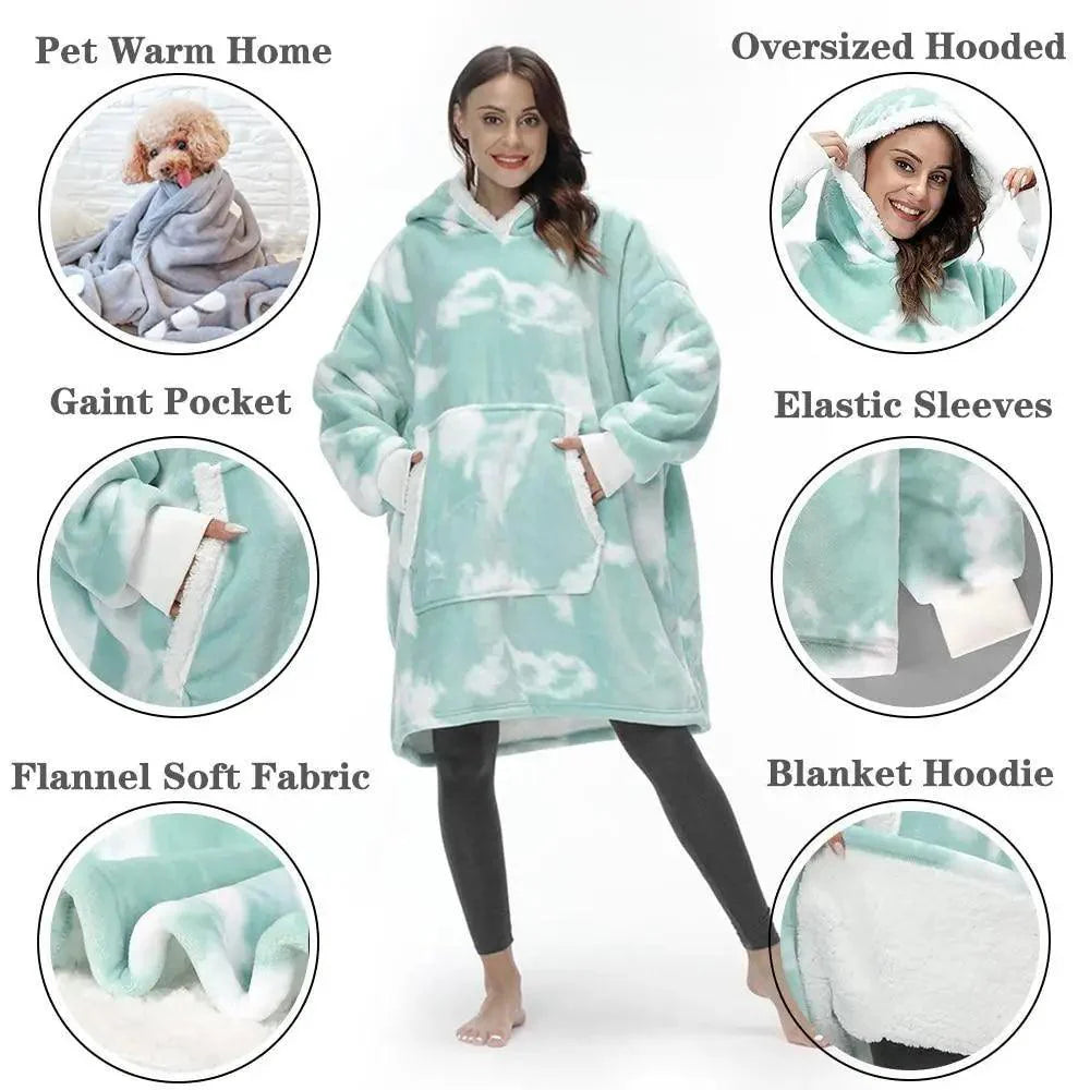 Winter Oversized Wearable Blanket Women Hoodies Sweatshirt TV Blanket With Sleeves Pullover Warm Soft Unisex Hoody Comfortable Sweatshirts For Autumn