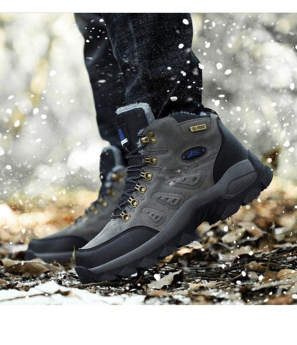 Winter Plush Warm Men's Boots Comfortable Non-slip Hiking Walking Boots Men's Outdoor Hunting Sports Snow Boots Waterproof Lightweight Warm Ankle Booties Comfortable Casual Hiking Boots