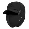 Winter Thermal Black Hat Fashion Ear Protection Face Windproof Adjustable Ski Cap Thicken Outdoor Hat