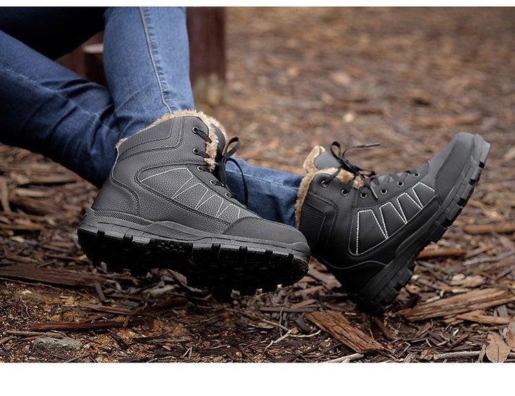 Winter Unisex Waterproof Warm Boots Fur Snow Soft Comfortable Boots Outdoor Winter Work Casual Mens Ankle Boots Winter Snow Boots Warm Fur Non Slip Ankle Hiking Climping Booties