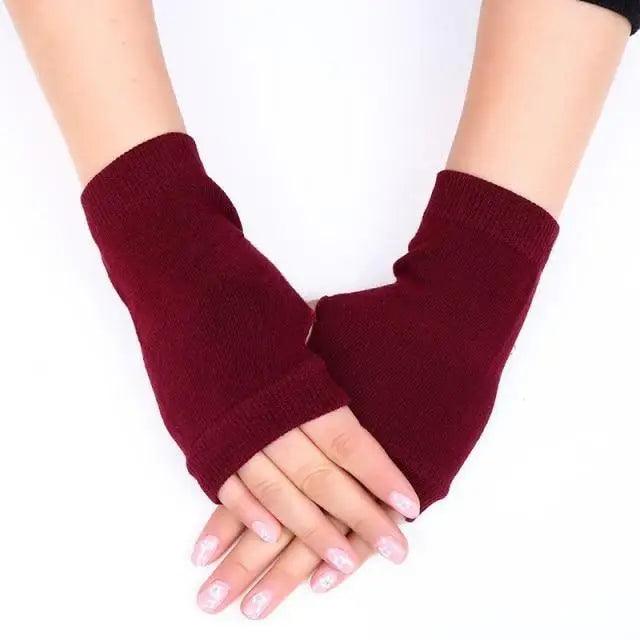 Winter Warm Thickening Wool Gloves Knitted Flip Fingerless Exposed Finger Thick Gloves Mittens Soft Cold Weather Women Gloves