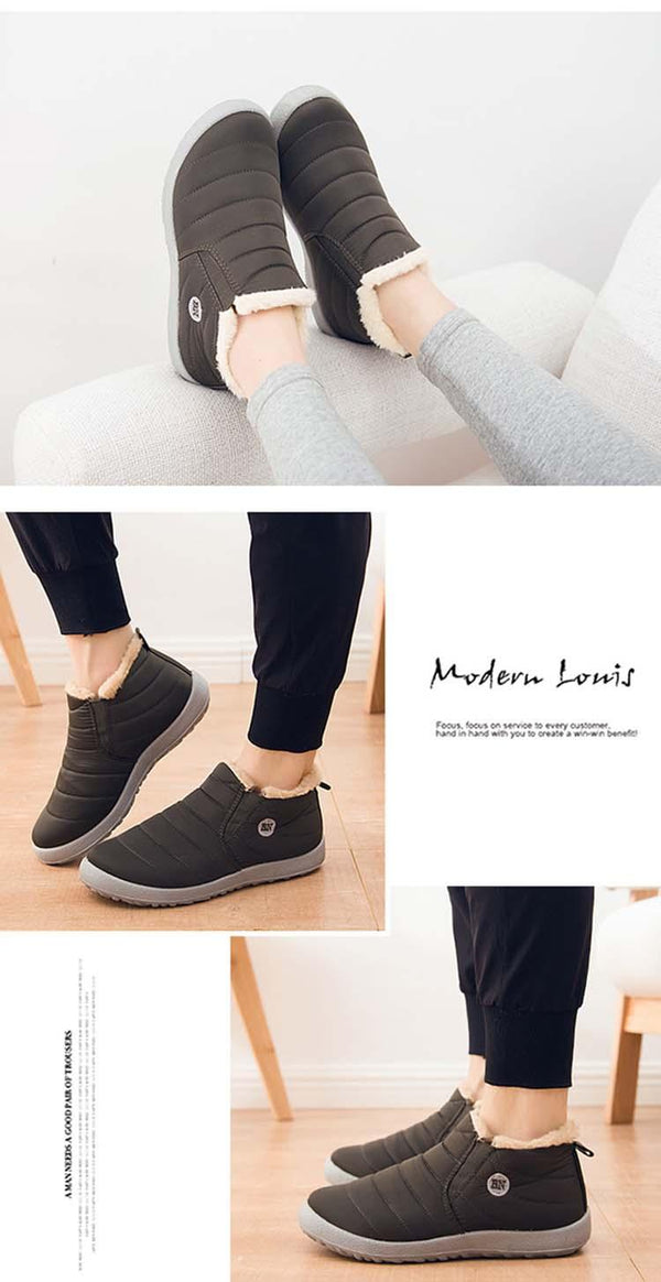 Winter Waterproof Shoes Men's Fashion Sneakers Outdoor Work Warm Shoes For Men Slip On Casual Comfortable Warm Outdoors Walking Waterproof Soft Shoes