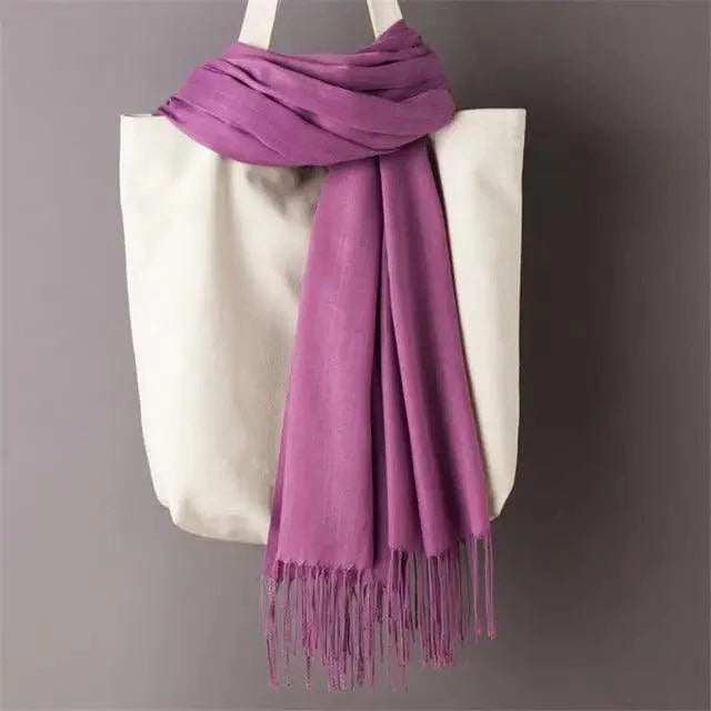 Winter Women Scarf Female Scarves For Women Solid Shawl Wraps For Winter Casual Wear Travel Friendly Wool Tassel Scarf Fashion Solid Color Toddler Soft Warm Scarves