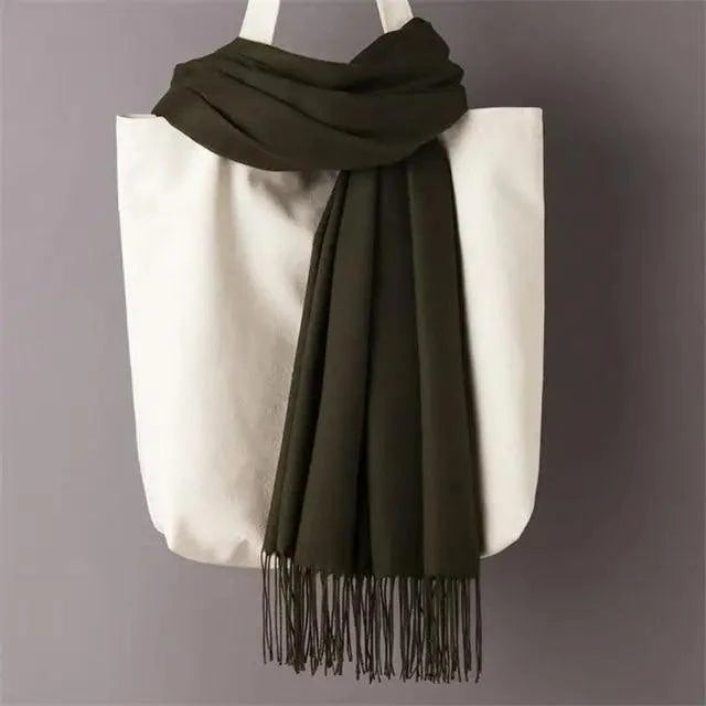 Winter Women Scarf Female Scarves For Women Solid Shawl Wraps For Winter Casual Wear Travel Friendly Wool Tassel Scarf Fashion Solid Color Toddler Soft Warm Scarves