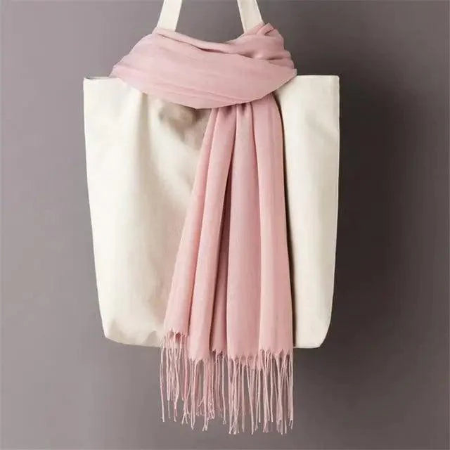 Winter Women Scarf Female Scarves For Women Solid Shawl Wraps For Winter Casual Wear Travel Friendly Wool Tassel Scarf Fashion Solid Color Toddler Soft Warm Scarves
