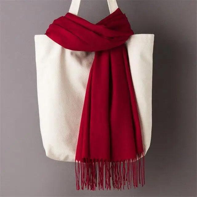 Winter Women Scarf Female Scarves For Women Solid Shawl Wraps For Winter Casual Wear Travel Friendly Wool Tassel Scarf Fashion Solid Color Toddler Soft Warm Scarves